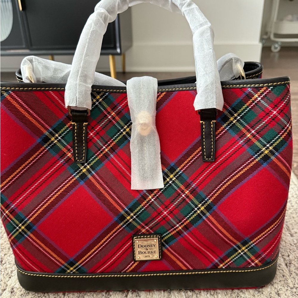 Dooney & Bourke Red and Black Plaid Tote